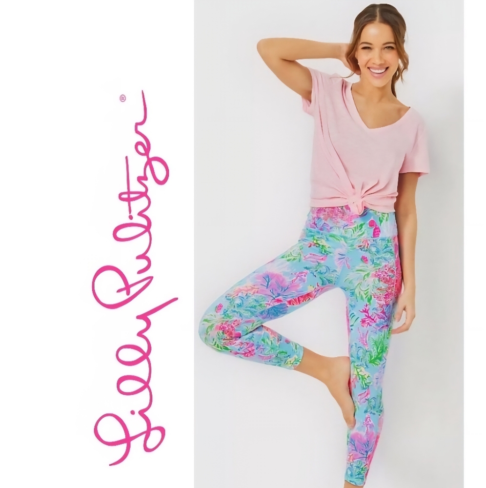 Lilly Pulitzer Blue and Pink Floral Leggings